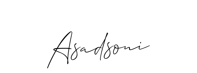 Make a short Asadsoni signature style. Manage your documents anywhere anytime using Allison_Script. Create and add eSignatures, submit forms, share and send files easily. Asadsoni signature style 2 images and pictures png