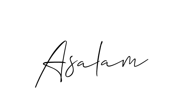 Allison_Script is a professional signature style that is perfect for those who want to add a touch of class to their signature. It is also a great choice for those who want to make their signature more unique. Get Asalam name to fancy signature for free. Asalam signature style 2 images and pictures png