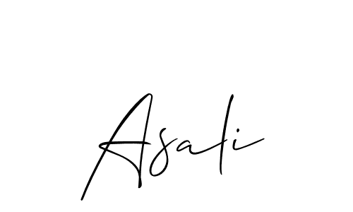 Design your own signature with our free online signature maker. With this signature software, you can create a handwritten (Allison_Script) signature for name Asali. Asali signature style 2 images and pictures png