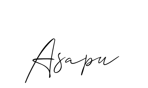 Use a signature maker to create a handwritten signature online. With this signature software, you can design (Allison_Script) your own signature for name Asapu. Asapu signature style 2 images and pictures png