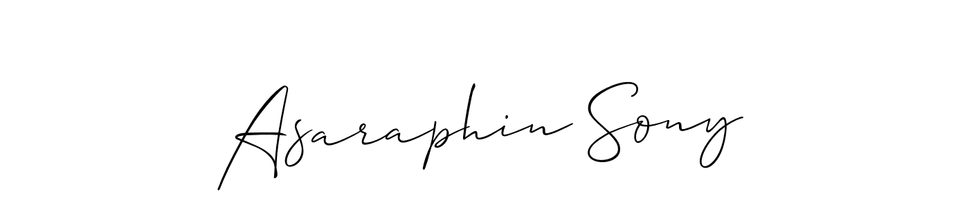Similarly Allison_Script is the best handwritten signature design. Signature creator online .You can use it as an online autograph creator for name Asaraphin Sony. Asaraphin Sony signature style 2 images and pictures png