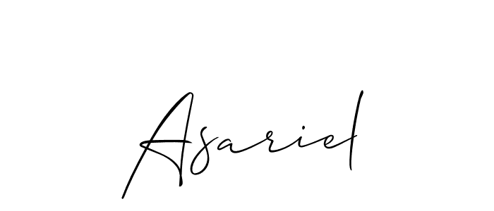 Allison_Script is a professional signature style that is perfect for those who want to add a touch of class to their signature. It is also a great choice for those who want to make their signature more unique. Get Asariel name to fancy signature for free. Asariel signature style 2 images and pictures png