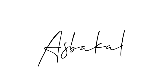 Design your own signature with our free online signature maker. With this signature software, you can create a handwritten (Allison_Script) signature for name Asbakal. Asbakal signature style 2 images and pictures png