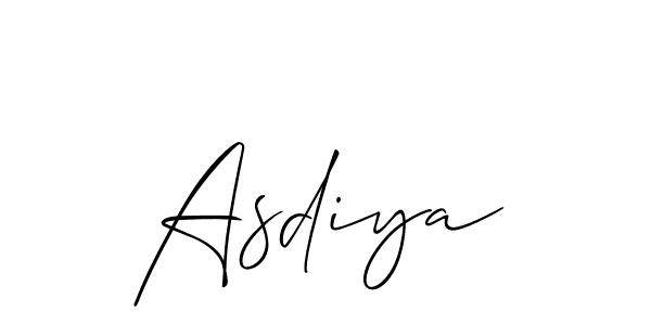 The best way (Allison_Script) to make a short signature is to pick only two or three words in your name. The name Asdiya include a total of six letters. For converting this name. Asdiya signature style 2 images and pictures png