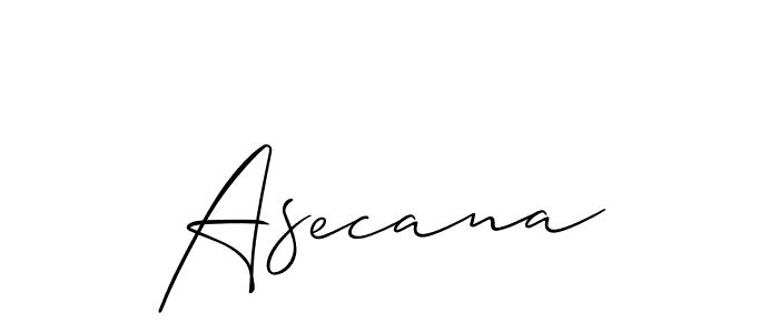 Allison_Script is a professional signature style that is perfect for those who want to add a touch of class to their signature. It is also a great choice for those who want to make their signature more unique. Get Asecana name to fancy signature for free. Asecana signature style 2 images and pictures png