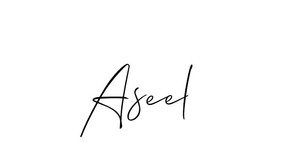 Also You can easily find your signature by using the search form. We will create Aseel  name handwritten signature images for you free of cost using Allison_Script sign style. Aseel  signature style 2 images and pictures png
