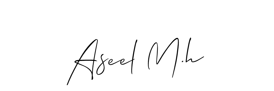 How to make Aseel M.h name signature. Use Allison_Script style for creating short signs online. This is the latest handwritten sign. Aseel M.h signature style 2 images and pictures png