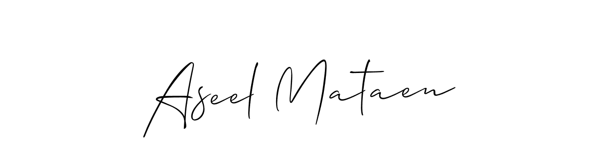 Create a beautiful signature design for name Aseel Mataen. With this signature (Allison_Script) fonts, you can make a handwritten signature for free. Aseel Mataen signature style 2 images and pictures png