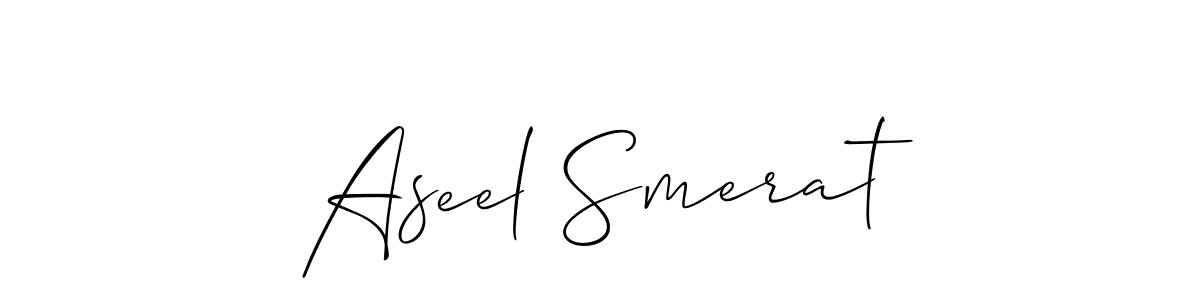 Make a beautiful signature design for name Aseel Smerat. With this signature (Allison_Script) style, you can create a handwritten signature for free. Aseel Smerat signature style 2 images and pictures png