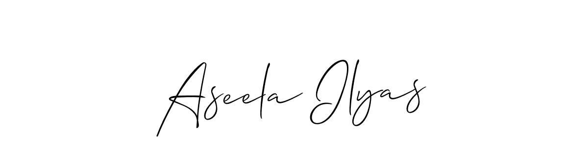This is the best signature style for the Aseela Ilyas name. Also you like these signature font (Allison_Script). Mix name signature. Aseela Ilyas signature style 2 images and pictures png