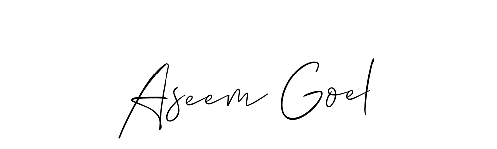 Design your own signature with our free online signature maker. With this signature software, you can create a handwritten (Allison_Script) signature for name Aseem Goel. Aseem Goel signature style 2 images and pictures png