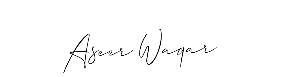 How to make Aseer Waqar name signature. Use Allison_Script style for creating short signs online. This is the latest handwritten sign. Aseer Waqar signature style 2 images and pictures png