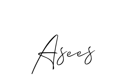 The best way (Allison_Script) to make a short signature is to pick only two or three words in your name. The name Asees include a total of six letters. For converting this name. Asees signature style 2 images and pictures png