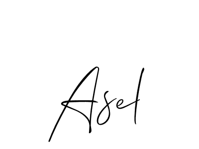 Use a signature maker to create a handwritten signature online. With this signature software, you can design (Allison_Script) your own signature for name Asel. Asel signature style 2 images and pictures png