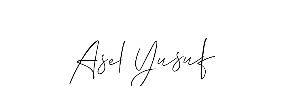 Also You can easily find your signature by using the search form. We will create Asel Yusuf name handwritten signature images for you free of cost using Allison_Script sign style. Asel Yusuf signature style 2 images and pictures png