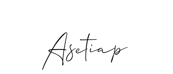 It looks lik you need a new signature style for name Asetiap. Design unique handwritten (Allison_Script) signature with our free signature maker in just a few clicks. Asetiap signature style 2 images and pictures png