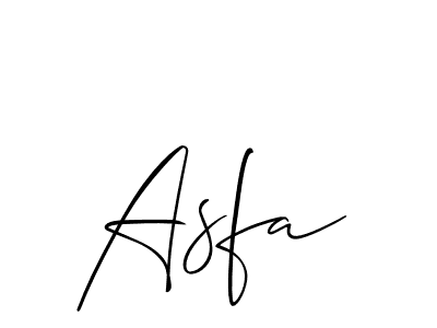 Use a signature maker to create a handwritten signature online. With this signature software, you can design (Allison_Script) your own signature for name Asfa. Asfa signature style 2 images and pictures png
