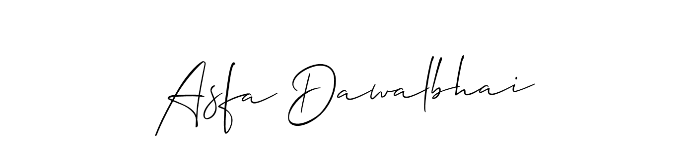 How to make Asfa Dawalbhai name signature. Use Allison_Script style for creating short signs online. This is the latest handwritten sign. Asfa Dawalbhai signature style 2 images and pictures png