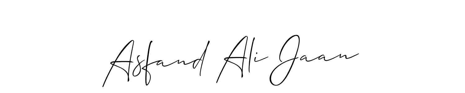 Use a signature maker to create a handwritten signature online. With this signature software, you can design (Allison_Script) your own signature for name Asfand Ali Jaan. Asfand Ali Jaan signature style 2 images and pictures png