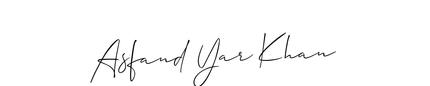 Use a signature maker to create a handwritten signature online. With this signature software, you can design (Allison_Script) your own signature for name Asfand Yar Khan. Asfand Yar Khan signature style 2 images and pictures png
