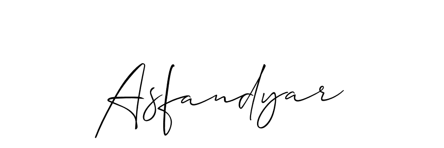 Use a signature maker to create a handwritten signature online. With this signature software, you can design (Allison_Script) your own signature for name Asfandyar. Asfandyar signature style 2 images and pictures png