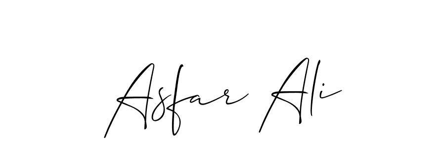 Use a signature maker to create a handwritten signature online. With this signature software, you can design (Allison_Script) your own signature for name Asfar Ali. Asfar Ali signature style 2 images and pictures png