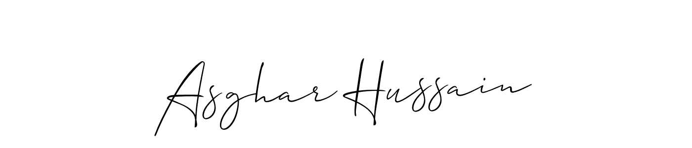 Use a signature maker to create a handwritten signature online. With this signature software, you can design (Allison_Script) your own signature for name Asghar Hussain. Asghar Hussain signature style 2 images and pictures png