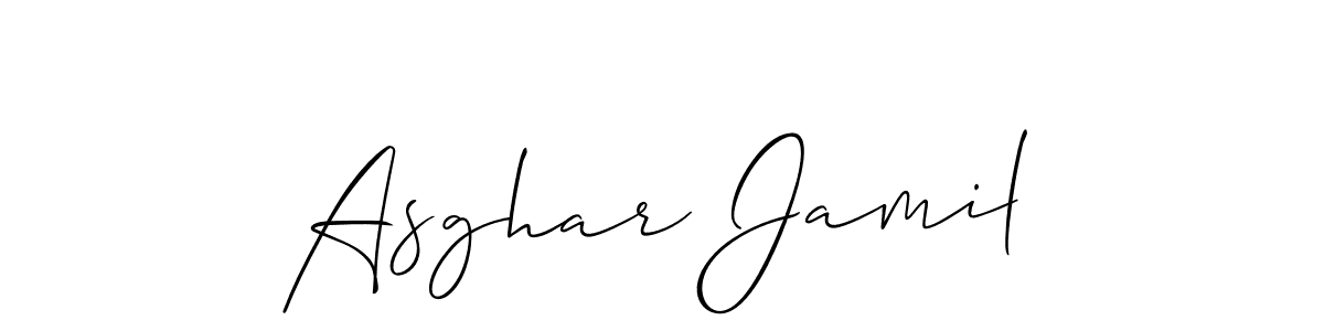 The best way (Allison_Script) to make a short signature is to pick only two or three words in your name. The name Asghar Jamil include a total of six letters. For converting this name. Asghar Jamil signature style 2 images and pictures png