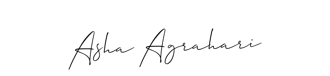 Design your own signature with our free online signature maker. With this signature software, you can create a handwritten (Allison_Script) signature for name Asha Agrahari. Asha Agrahari signature style 2 images and pictures png