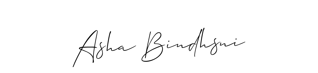 Make a beautiful signature design for name Asha Bindhsni. With this signature (Allison_Script) style, you can create a handwritten signature for free. Asha Bindhsni signature style 2 images and pictures png