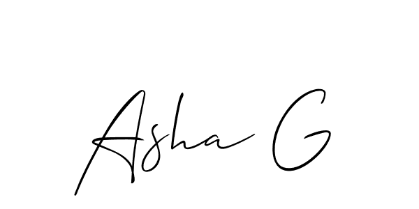 Allison_Script is a professional signature style that is perfect for those who want to add a touch of class to their signature. It is also a great choice for those who want to make their signature more unique. Get Asha G name to fancy signature for free. Asha G signature style 2 images and pictures png