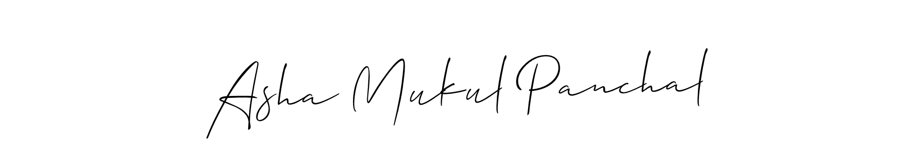 Make a short Asha Mukul Panchal signature style. Manage your documents anywhere anytime using Allison_Script. Create and add eSignatures, submit forms, share and send files easily. Asha Mukul Panchal signature style 2 images and pictures png