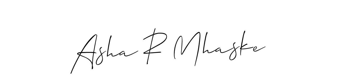 How to make Asha R Mhaske name signature. Use Allison_Script style for creating short signs online. This is the latest handwritten sign. Asha R Mhaske signature style 2 images and pictures png