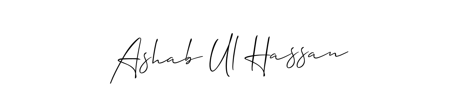 How to make Ashab Ul Hassan name signature. Use Allison_Script style for creating short signs online. This is the latest handwritten sign. Ashab Ul Hassan signature style 2 images and pictures png