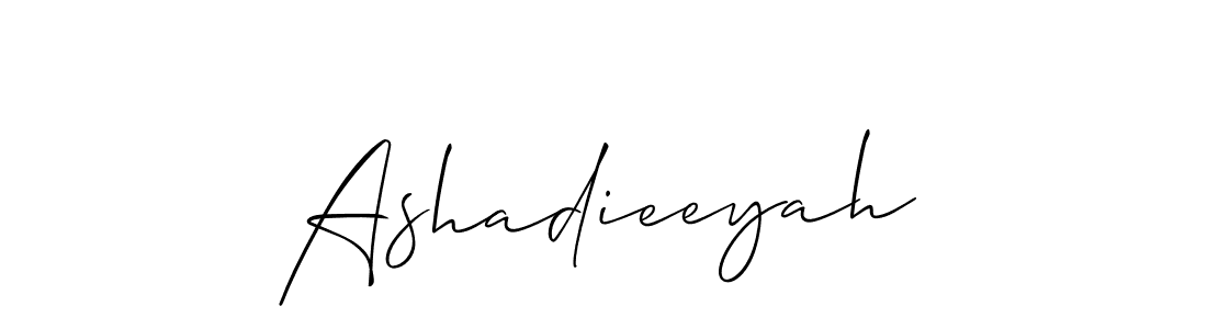 You should practise on your own different ways (Allison_Script) to write your name (Ashadieeyah) in signature. don't let someone else do it for you. Ashadieeyah signature style 2 images and pictures png