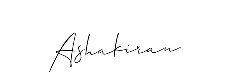 How to make Ashakiran signature? Allison_Script is a professional autograph style. Create handwritten signature for Ashakiran name. Ashakiran signature style 2 images and pictures png