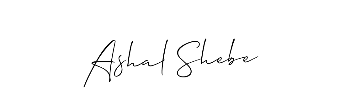 Create a beautiful signature design for name Ashal Shebe. With this signature (Allison_Script) fonts, you can make a handwritten signature for free. Ashal Shebe signature style 2 images and pictures png