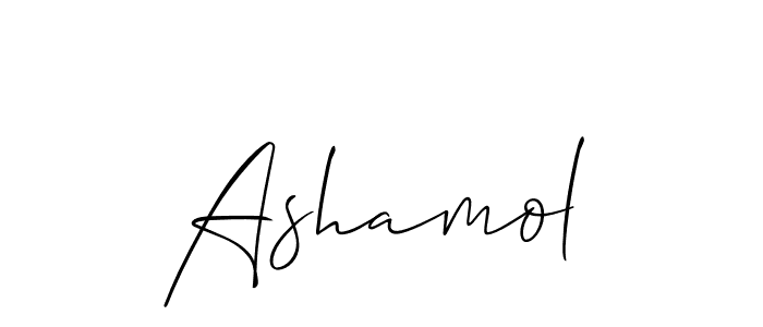 Design your own signature with our free online signature maker. With this signature software, you can create a handwritten (Allison_Script) signature for name Ashamol. Ashamol signature style 2 images and pictures png