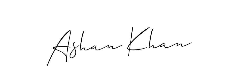 Create a beautiful signature design for name Ashan Khan. With this signature (Allison_Script) fonts, you can make a handwritten signature for free. Ashan Khan signature style 2 images and pictures png