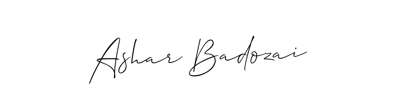 Also You can easily find your signature by using the search form. We will create Ashar Badozai name handwritten signature images for you free of cost using Allison_Script sign style. Ashar Badozai signature style 2 images and pictures png