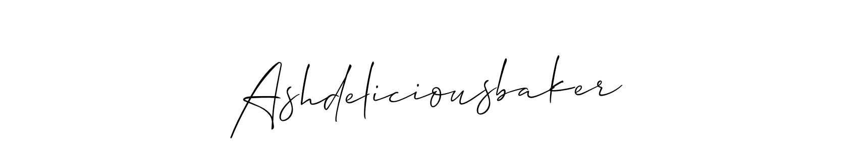 How to make Ashdeliciousbaker name signature. Use Allison_Script style for creating short signs online. This is the latest handwritten sign. Ashdeliciousbaker signature style 2 images and pictures png