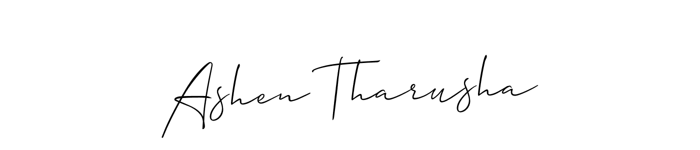 The best way (Allison_Script) to make a short signature is to pick only two or three words in your name. The name Ashen Tharusha include a total of six letters. For converting this name. Ashen Tharusha signature style 2 images and pictures png