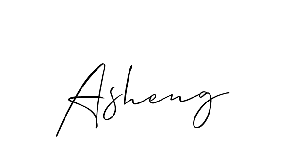 Use a signature maker to create a handwritten signature online. With this signature software, you can design (Allison_Script) your own signature for name Asheng. Asheng signature style 2 images and pictures png