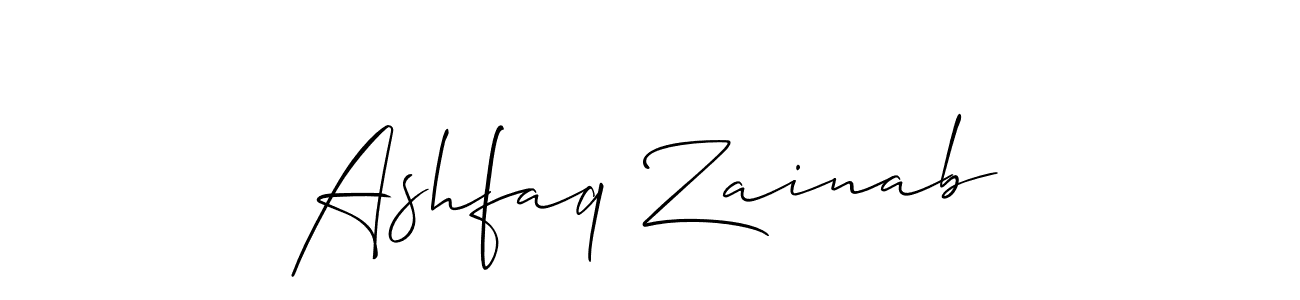 Create a beautiful signature design for name Ashfaq Zainab. With this signature (Allison_Script) fonts, you can make a handwritten signature for free. Ashfaq Zainab signature style 2 images and pictures png