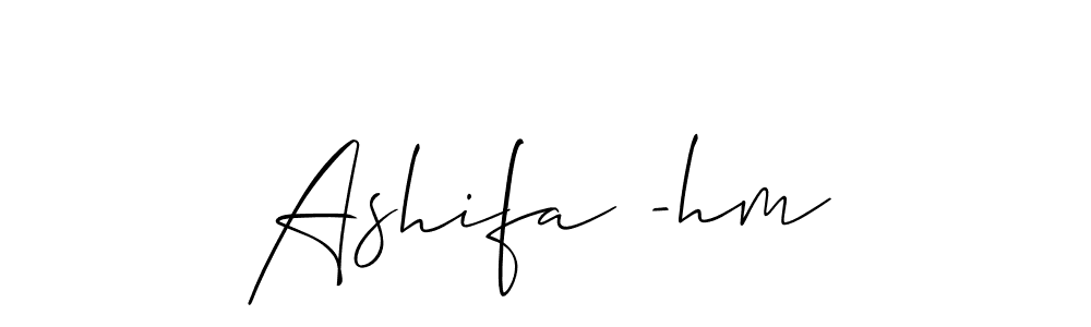 Use a signature maker to create a handwritten signature online. With this signature software, you can design (Allison_Script) your own signature for name Ashifa -hm. Ashifa -hm signature style 2 images and pictures png