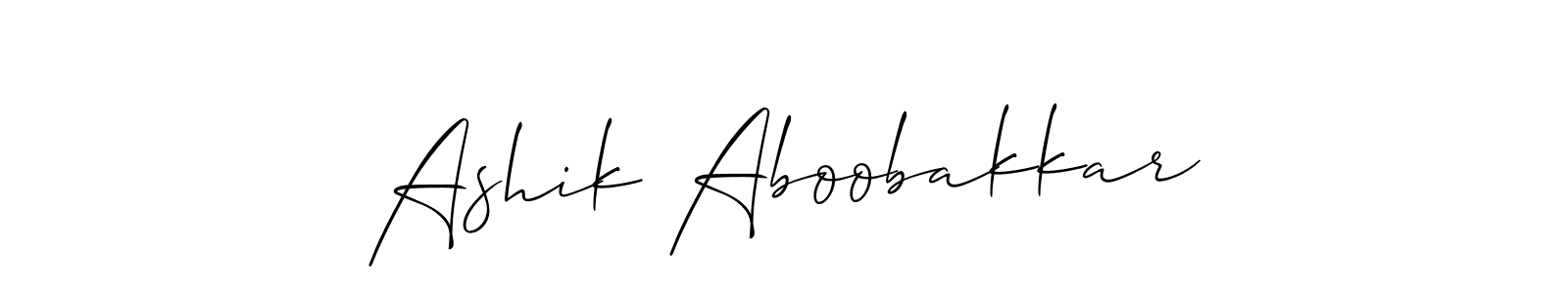 Make a short Ashik Aboobakkar signature style. Manage your documents anywhere anytime using Allison_Script. Create and add eSignatures, submit forms, share and send files easily. Ashik Aboobakkar signature style 2 images and pictures png