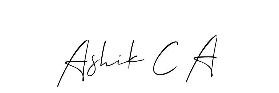 Create a beautiful signature design for name Ashik C A. With this signature (Allison_Script) fonts, you can make a handwritten signature for free. Ashik C A signature style 2 images and pictures png