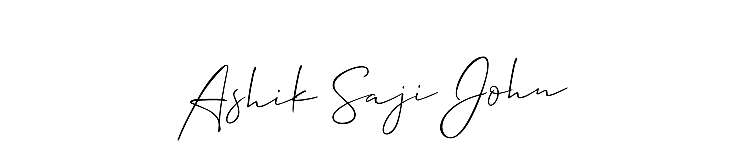 Also we have Ashik Saji John name is the best signature style. Create professional handwritten signature collection using Allison_Script autograph style. Ashik Saji John signature style 2 images and pictures png