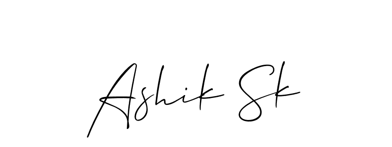 You should practise on your own different ways (Allison_Script) to write your name (Ashik Sk) in signature. don't let someone else do it for you. Ashik Sk signature style 2 images and pictures png