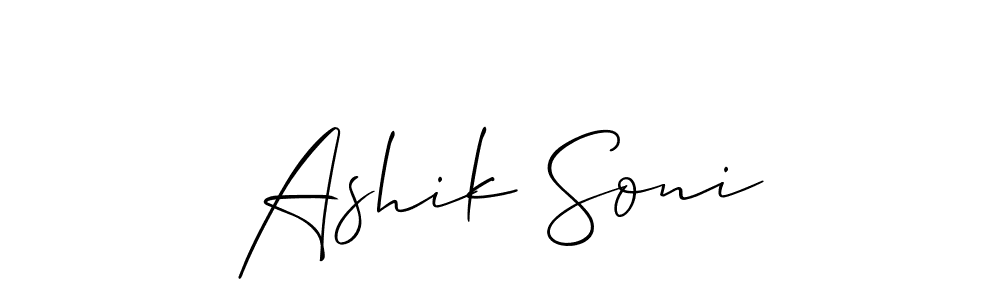 Similarly Allison_Script is the best handwritten signature design. Signature creator online .You can use it as an online autograph creator for name Ashik Soni. Ashik Soni signature style 2 images and pictures png